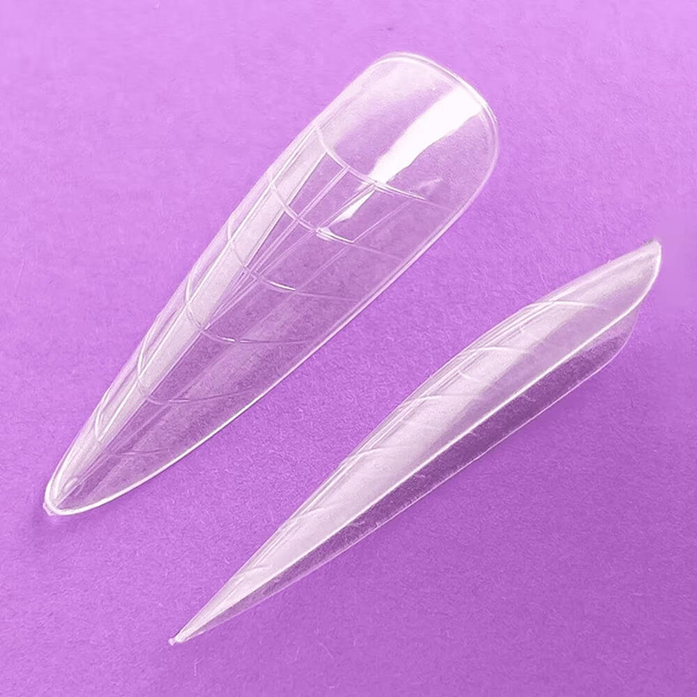120pcs — DNKa Top Nail Forms Almond — size range laid out