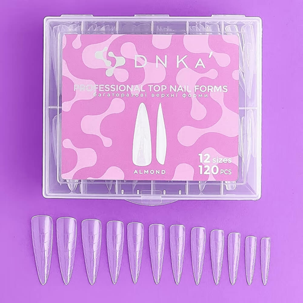 DNKa Top Nail Forms Almond — form applied to nail during modeling