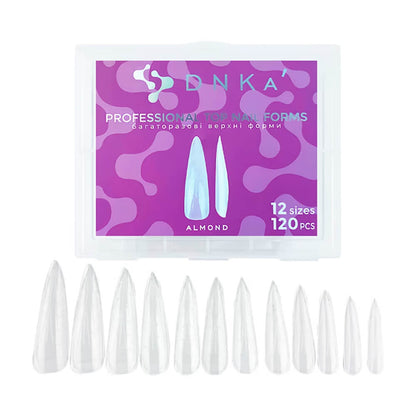 DNKa Top Nail Forms Almond — full box, 12 sizes