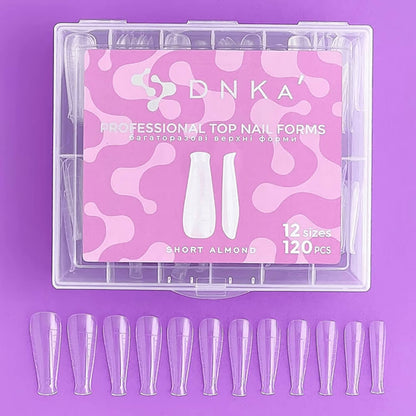 DNKa Top Nail Forms Short Almond — size range laid out