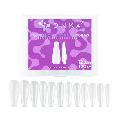 DNKa Top Nail Forms Short Almond — full box, 12 sizes