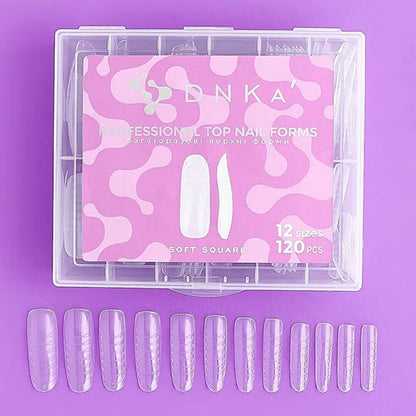 DNKa Top Nail Forms Soft Square — size range laid out