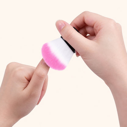 Kabuki-style manicure brush for removing nail dust, pink and purple options