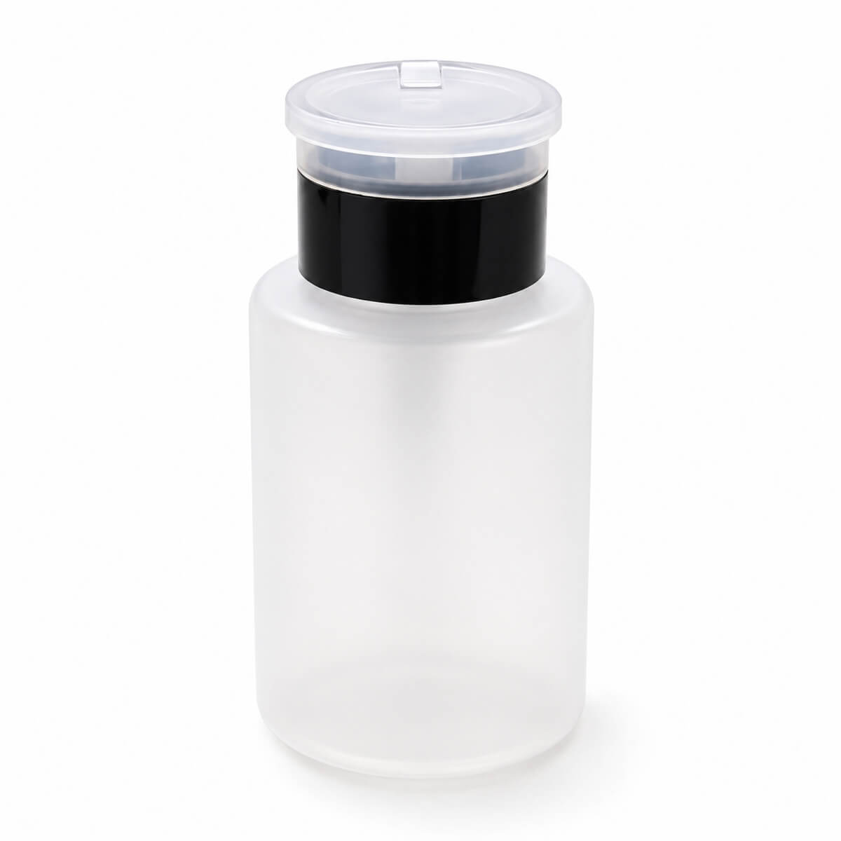 Translucent plastic pump bottle for nail polish remover and cleanser