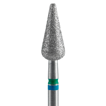 STALEKS - Diamond nail drill bit DUO, "Pointed Pear", blue-green, EXPERT 5/12 mm (FA100BG050/12)
