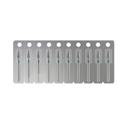STALEKS - Diamond nail drill bit DUO, "Pointed Pear", blue-green, EXPERT 5/12 mm (FA100BG050/12)