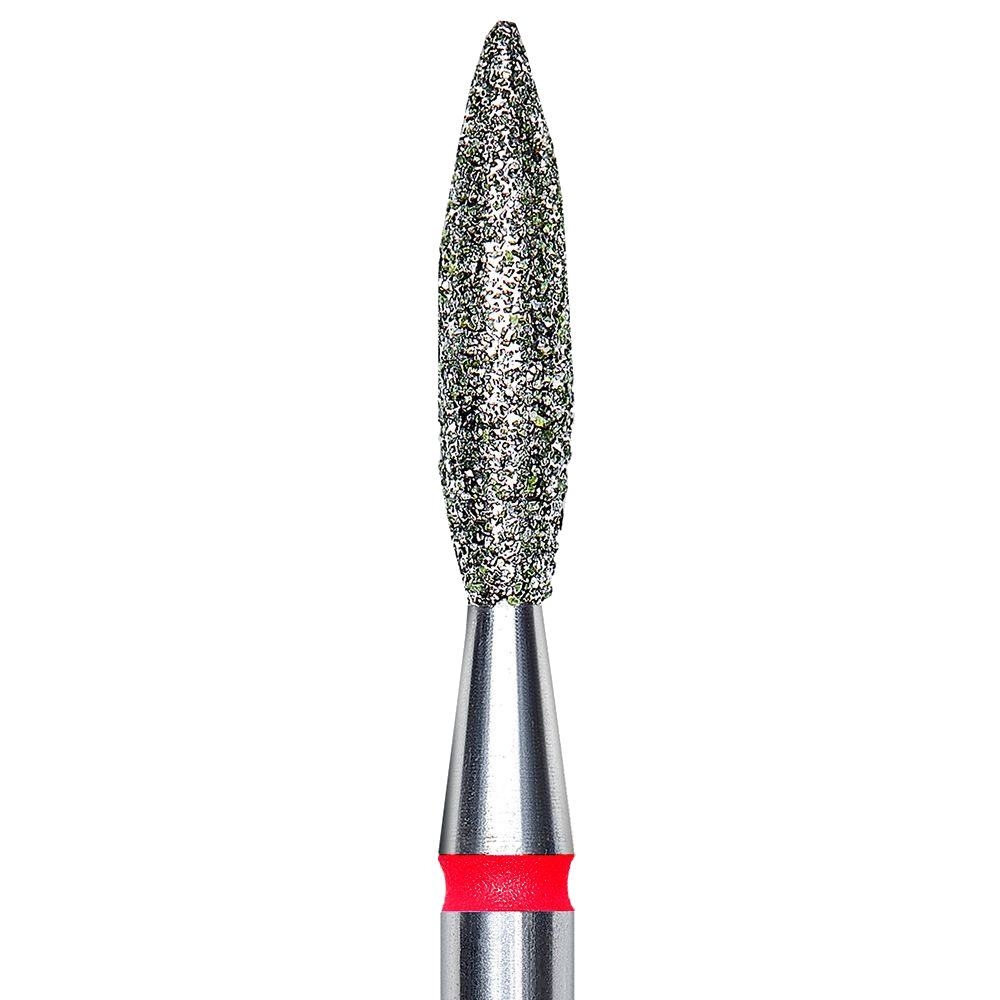 DIAMOND NAIL DRILL BIT, "FLAME", RED, HEAD DIAMETER 2.3/10MM (FA10R023/10) - STALEKS™