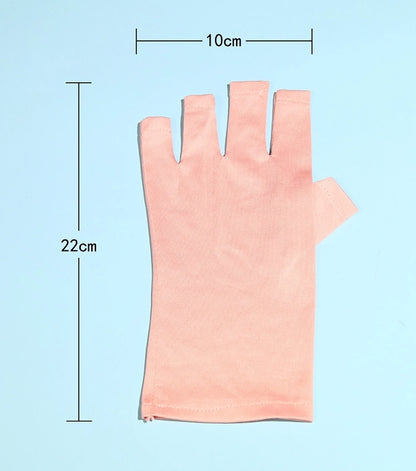 Fingerless gloves for UV LED gel manicure lamp