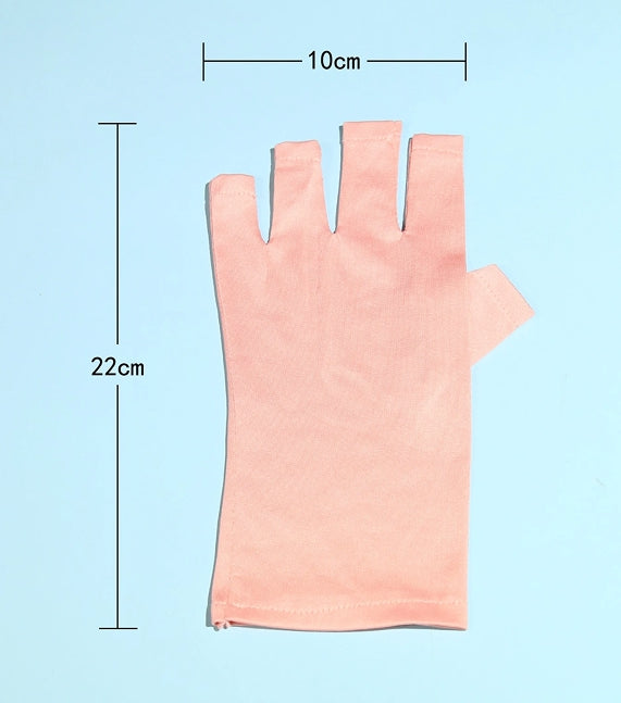 Fingerless gloves for UV LED gel manicure lamp