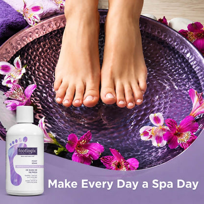 Footlogix Foot Soak concentrate used in a lukewarm foot bath