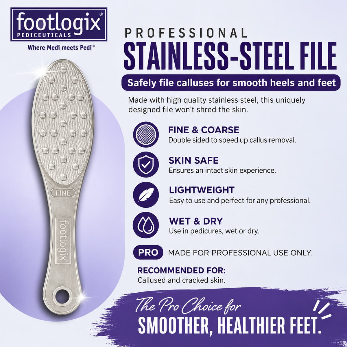 Footlogix Double-Sided Stainless Steel Foot File