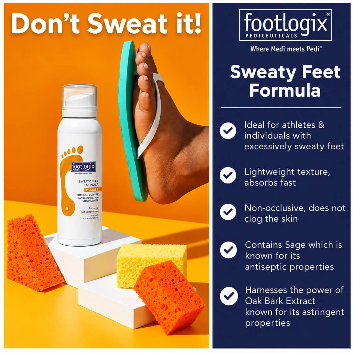 Footlogix Sweaty Feet Formula with oak bark and sage extract