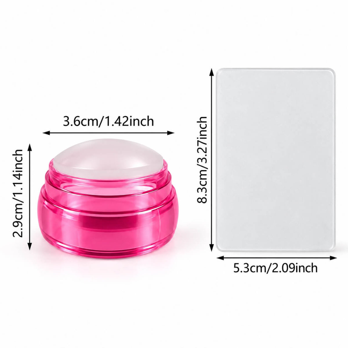 French tip nail stamping kit with soft silicone head and 8.3 × 5.3 cm scraper.