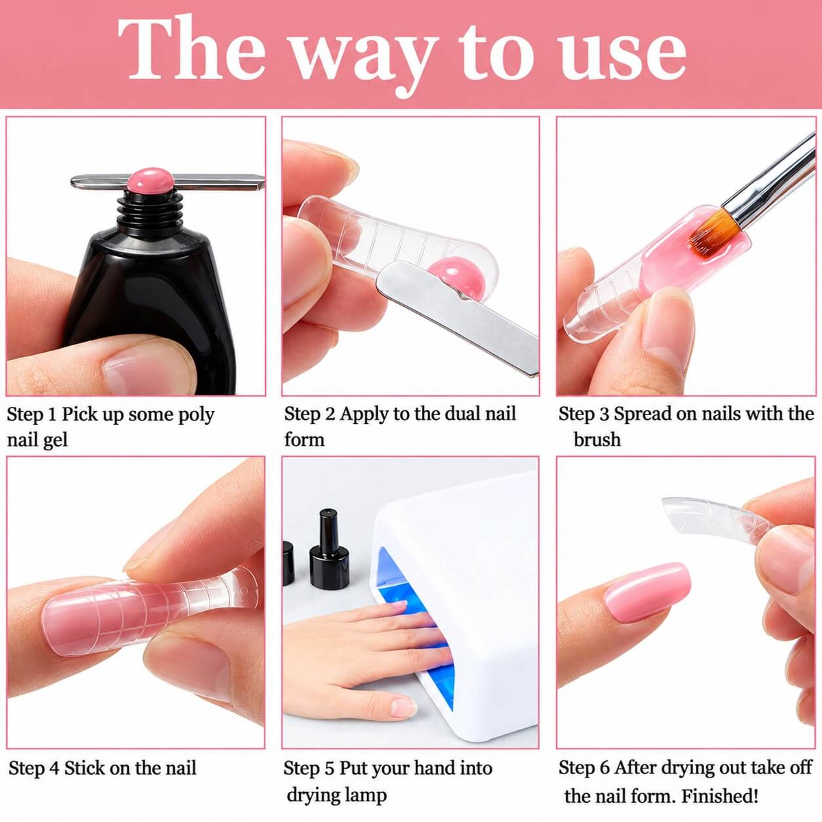 Pink gel brush with its cap next to the open brush and picker