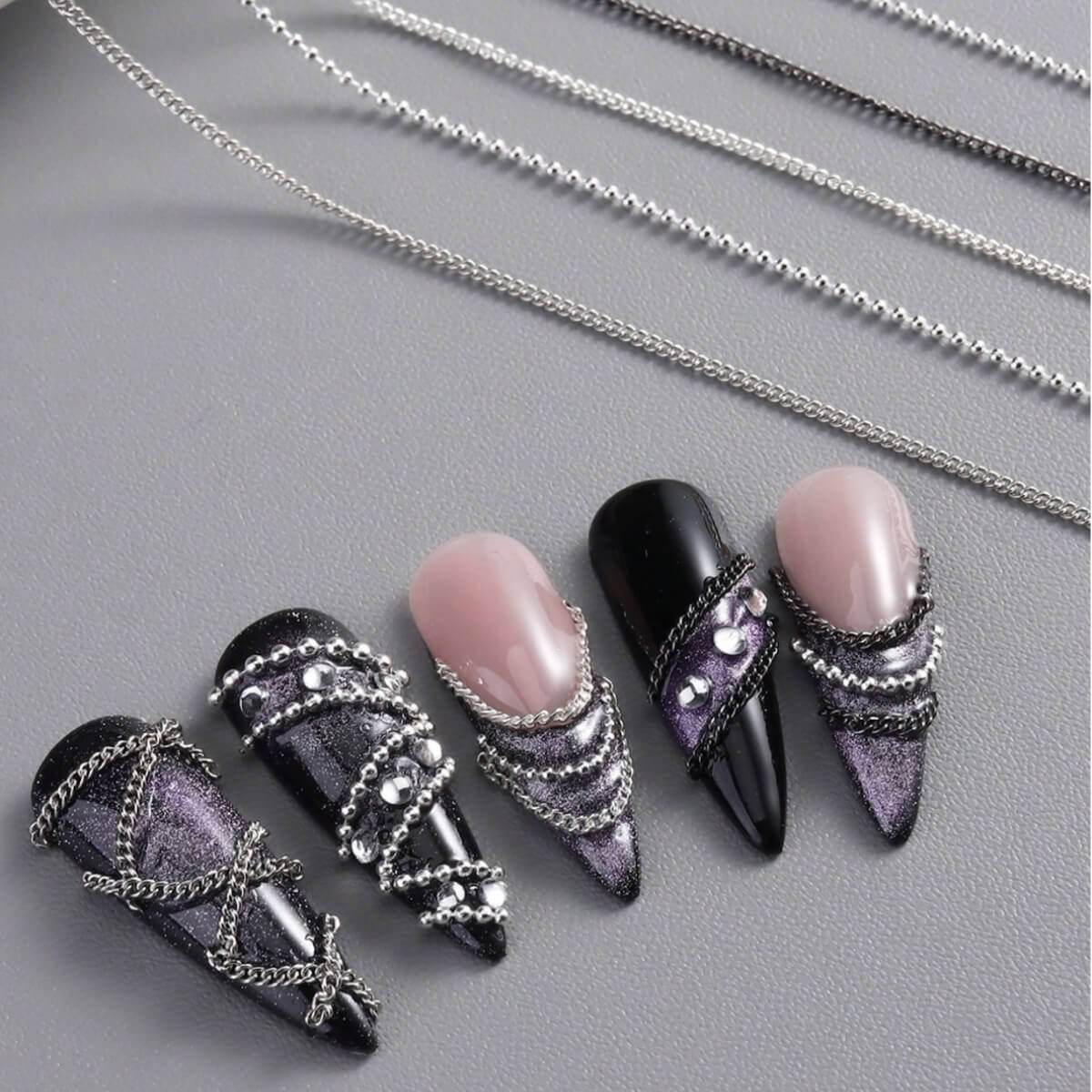 Nail Art Chains Gold and Silver
