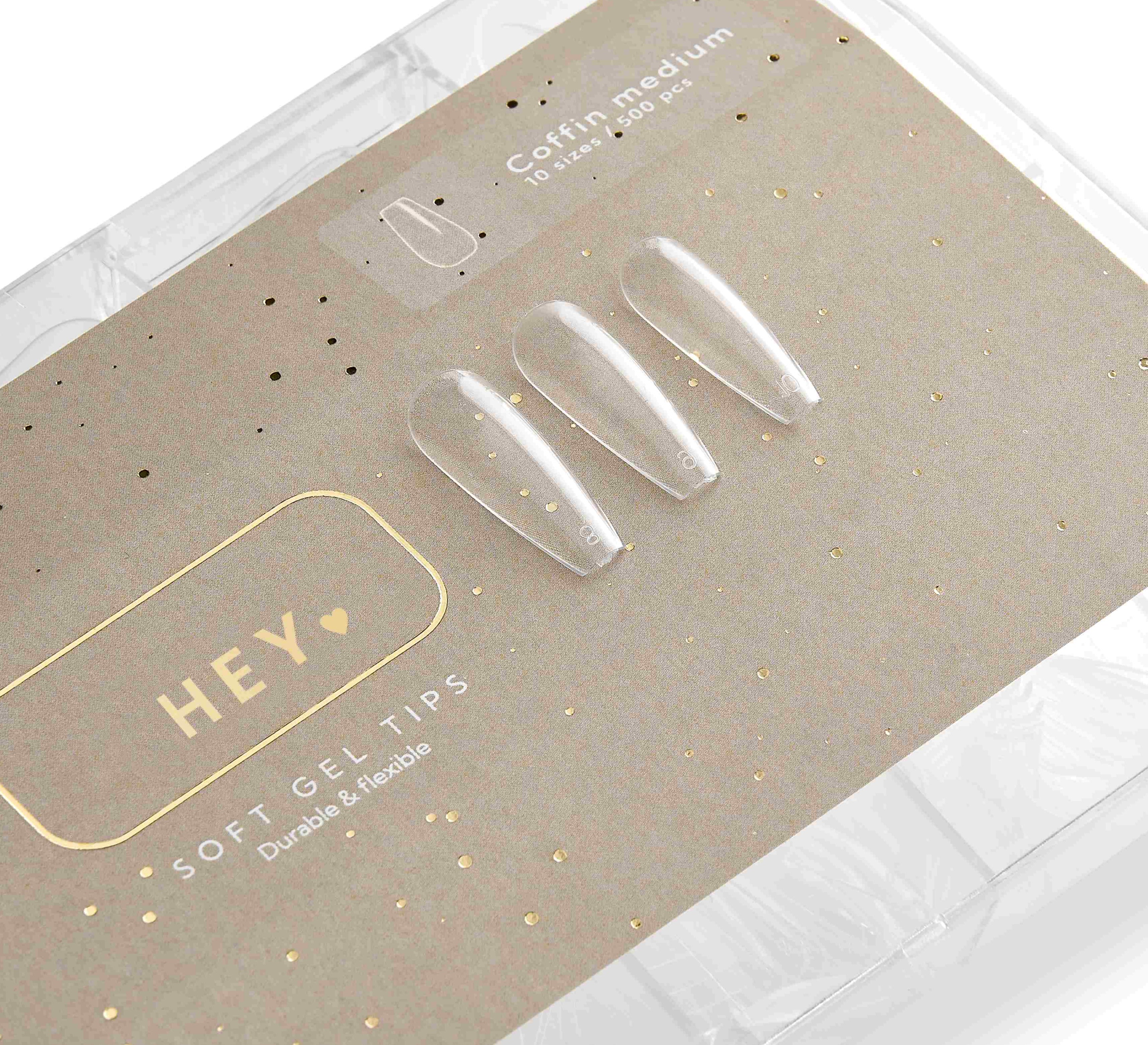 HEYLOVE - Soft Gel Tips Coffin Medium, 500pcs