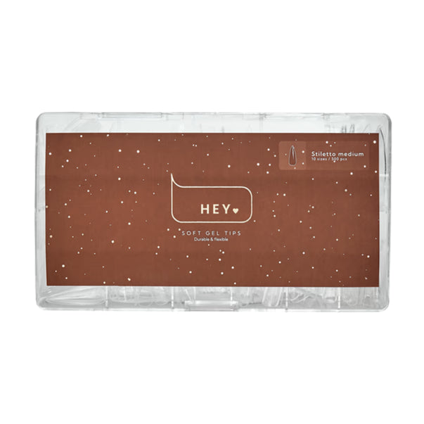 HEYLOVE - Soft Gel Tips Stiletto Medium, 500pcs