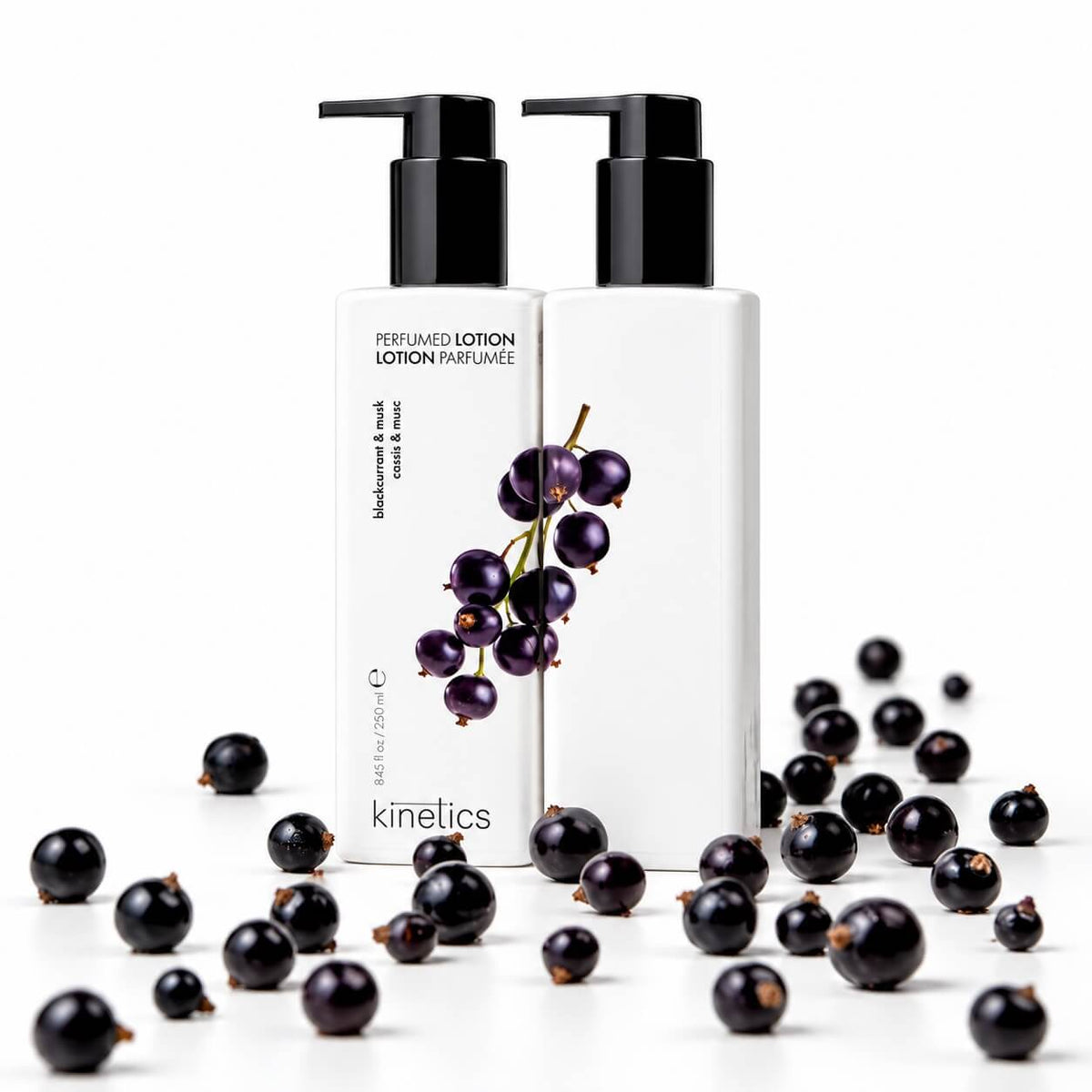 Blackcurrant and musk scented moisturizing lotion for hands and body