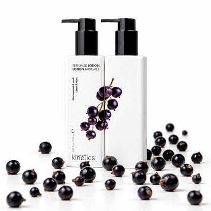 Blackcurrant and musk scented moisturizing lotion for hands and body
