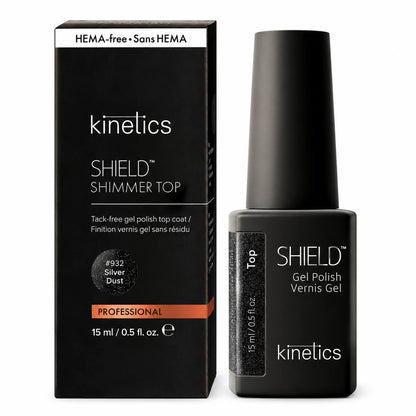 Kinetics Shield Shimmer Top Silver Dust #932, 15 ml bottle