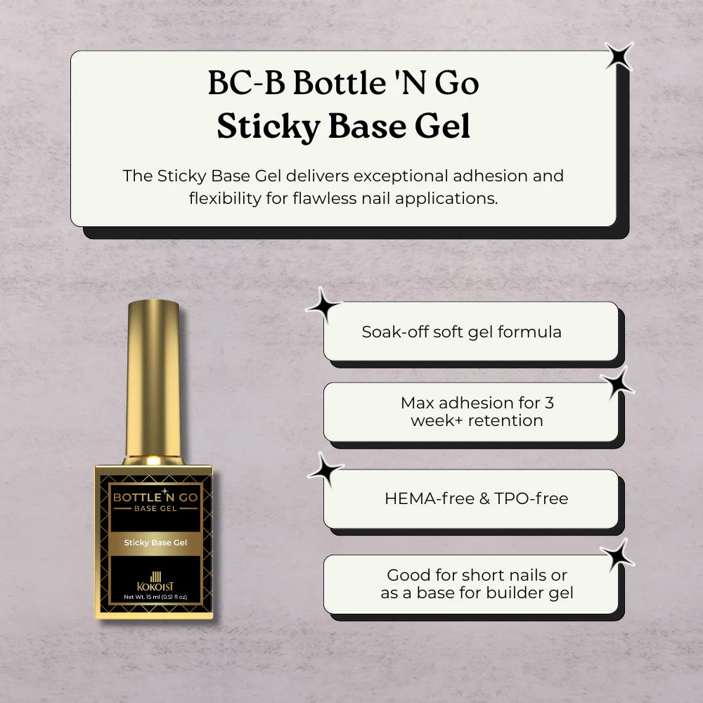 Kokoist BC-B Bottle 'N Go Sticky Base Gel – Professional Adhesion Base Gel 15 ml