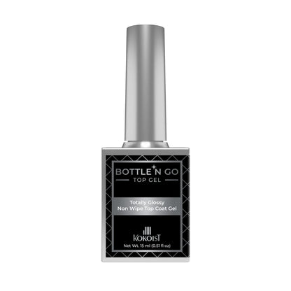 Kokoist BC-T Bottle 'N Go Totally Glossy Non Wipe Top Coat Gel – High Shine No-Wipe Finish (15 ml)