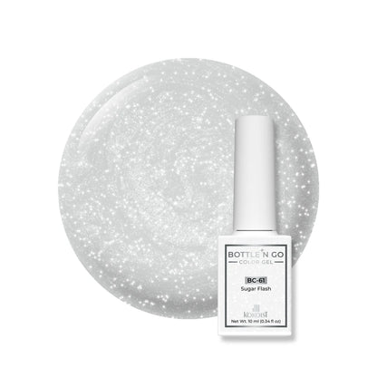 Kokoist Bottle 'N Go BC-61 Sugar Flash, 10ml, silver flash glitter swatch