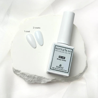 Kokoist Bottle 'N Go BC-66 Bluey White — single nail close-up, crisp white texture