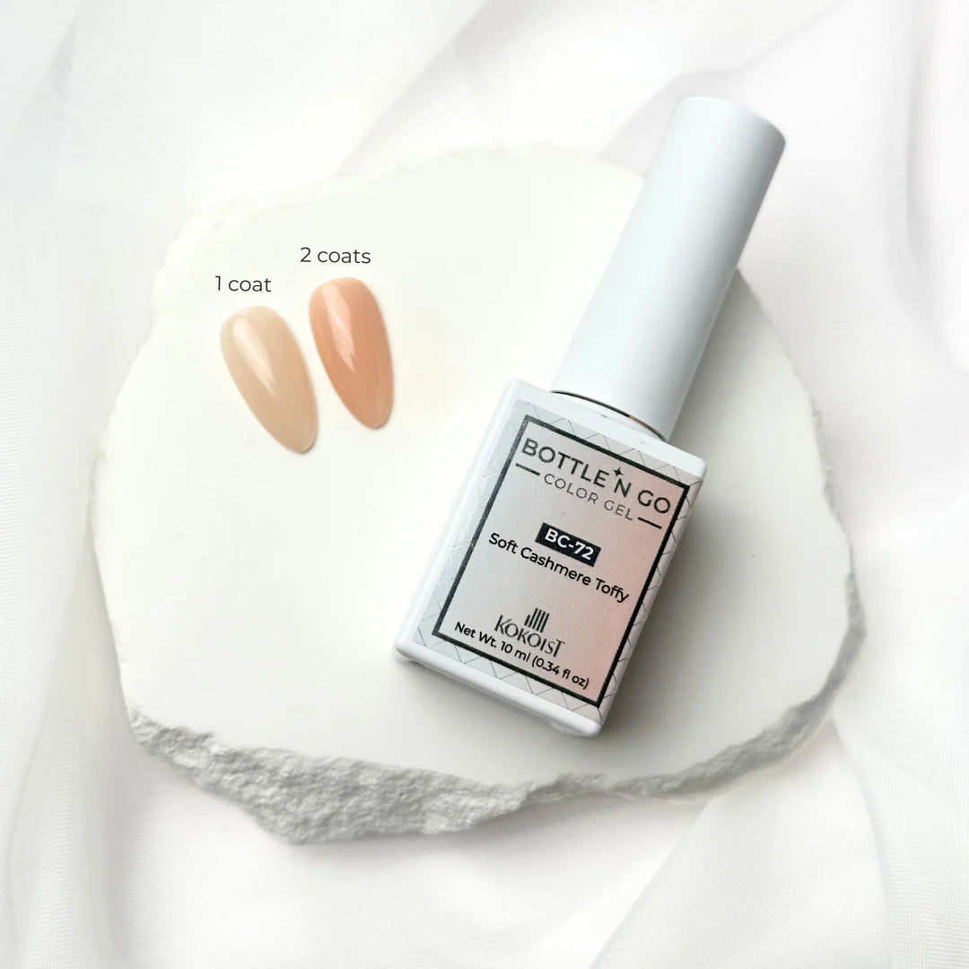 10ml — Kokoist Bottle 'N Go BC-72 Soft Cashmere Toffy — closed bottle, sheer warm beige
