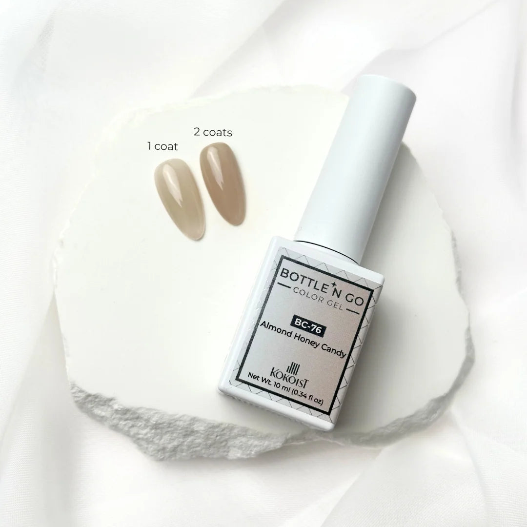 Kokoist Bottle 'N Go BC-76 Almond Honey Candy, 10ml, close-up of sheer texture