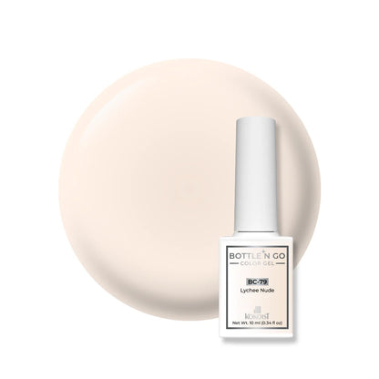 Kokoist Bottle 'N Go BC-79 Lychee Nude — bottle paired with a Kokoist top coat