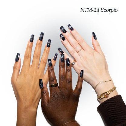 NTM-24 Scorpio (Black), 13ml magnet gel with flash glitter. 
