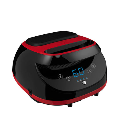 Kupa MANIPro Glo Lamp, Black w/ Red Trim, in use during a gel manicure