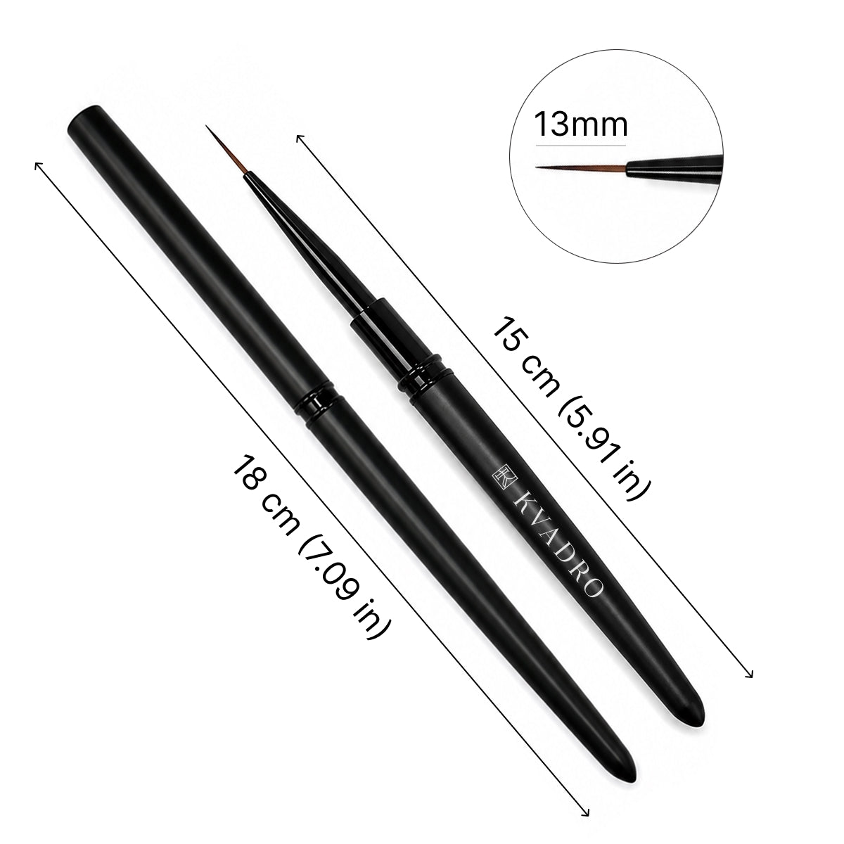 KVADRO Liner Nail Brush, 13mm, with cap removed