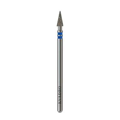  KVADRO Diamond Nail Drill Bit Pointed Cone 0.30 mm Blue is designed for precise and efficient nail preparation in professional manicure and pedicure procedures. 