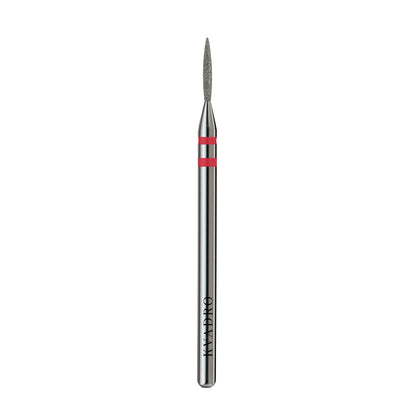 KVADRO Diamond Nail Drill Bit Pointed Flame 0.12 mm Red is a precision tool designed for professional manicure and pedicure procedures.