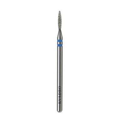  KVADRO Diamond Nail Drill Bit Pointed Flame 0.14 mm Blue is a professional e-file attachment designed for efficient nail preparation with enhanced cutting power. 