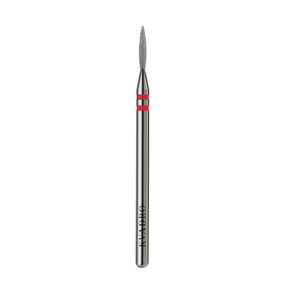 KVADRO Diamond Nail Drill Bit Pointed Flame 0.14 mm Red is a professional-grade e-file bit designed for precise and gentle manicure and pedicure work.
