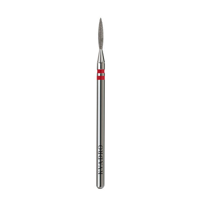 KVADRO Diamond Nail Drill Bit Pointed Flame 0.16 mm Red is designed for gentle and precise nail preparation procedures. 
