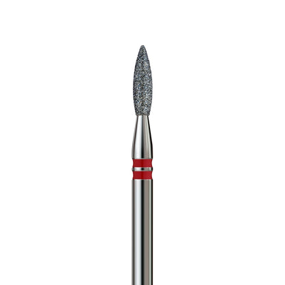 KVADRO Diamond Nail Drill Bit Pointed Flame 0.21 mm Red is designed for gentle and precise nail preparation procedures.