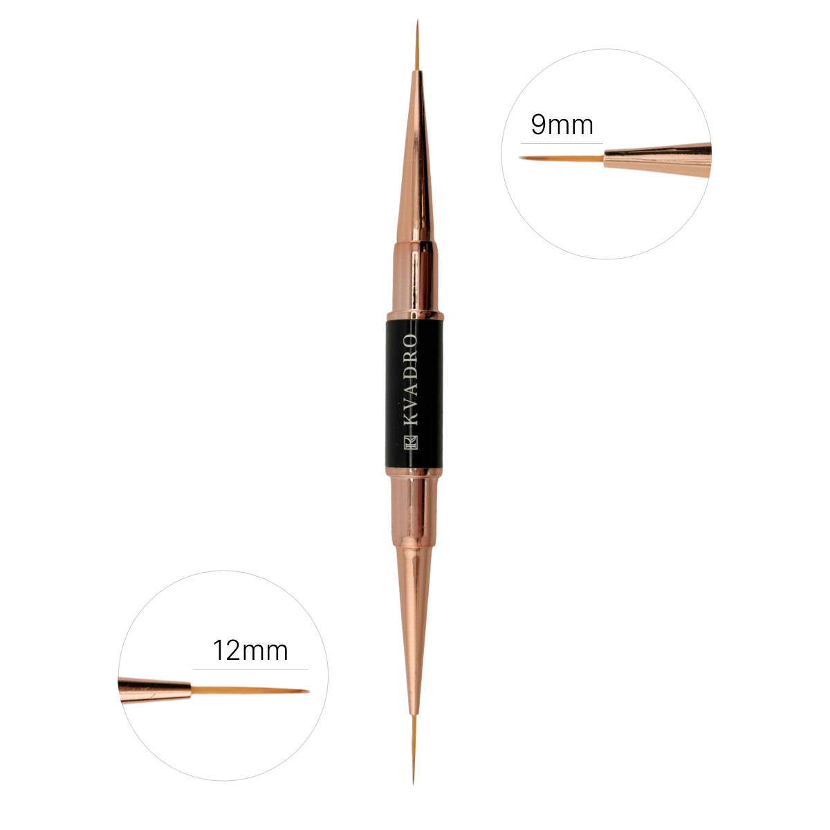 KVADRO Double-Sided Nail Brush - Liner 9mm + 12mm