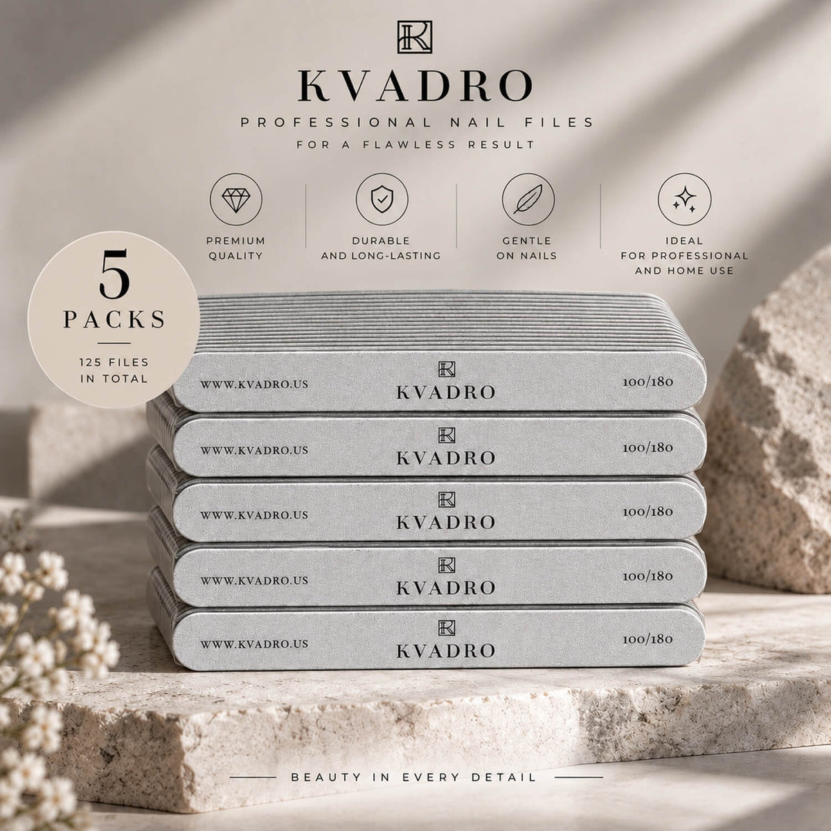 KVADRO Nail Files 100/180, single file close-up