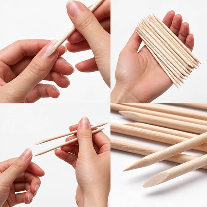 KVADRO orange wood cuticle pusher sticks in 4.5 in and 6 in lengths