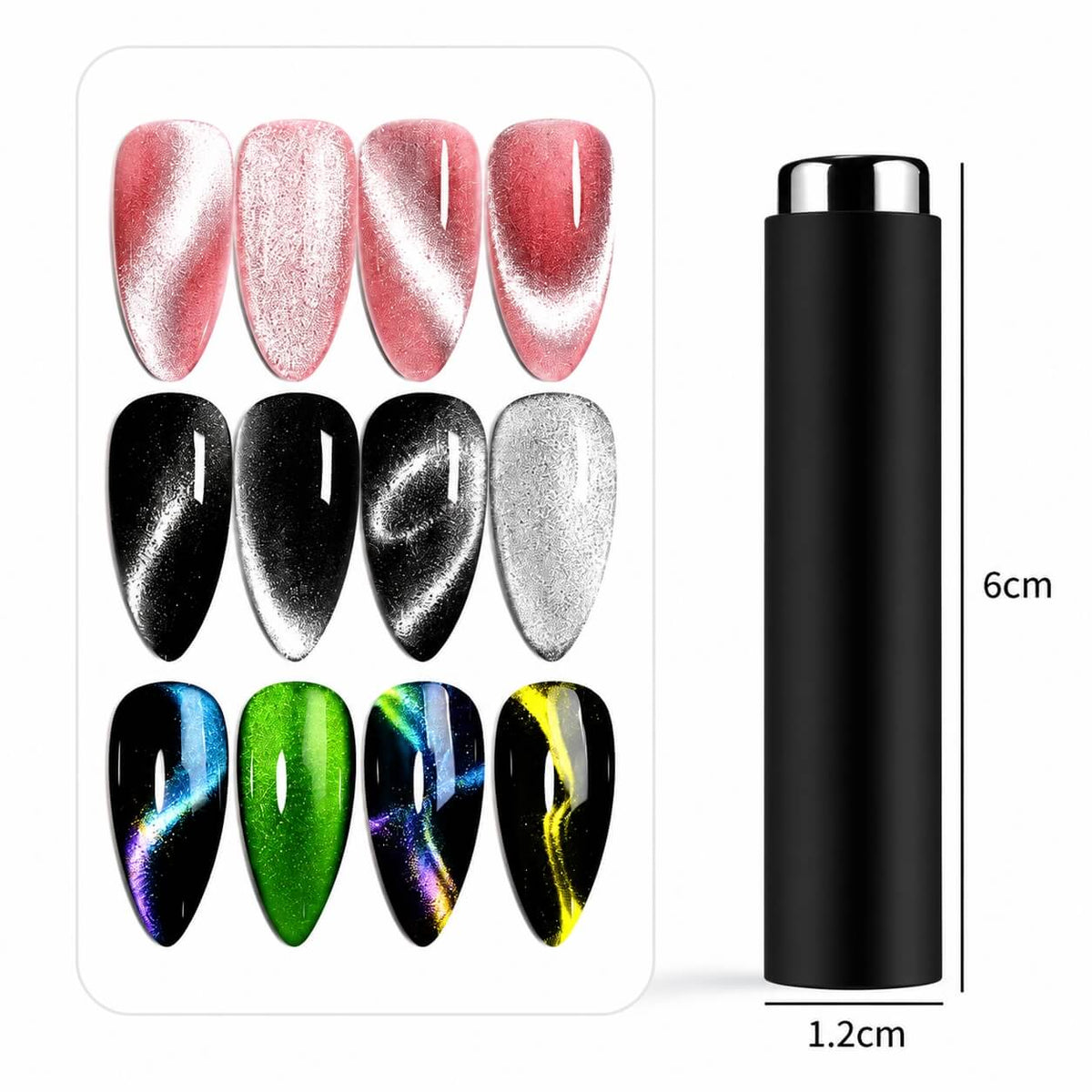 KVADRO super magnet, black cylinder with a silver cap, 6 cm long and 1.2 cm wide