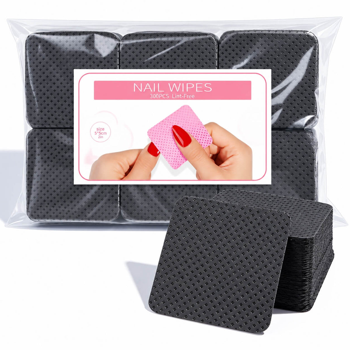 Fingers holding a purple lint-free nail wipe