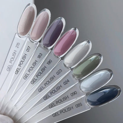 LiNTO Gel Polish #085 — open bottle with brush, gray gel polish