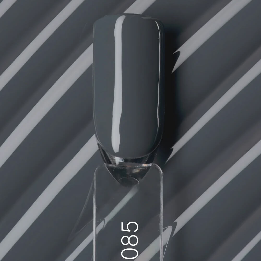 10ml — LiNTO Gel Polish #085 — single nail close-up, opaque gray texture