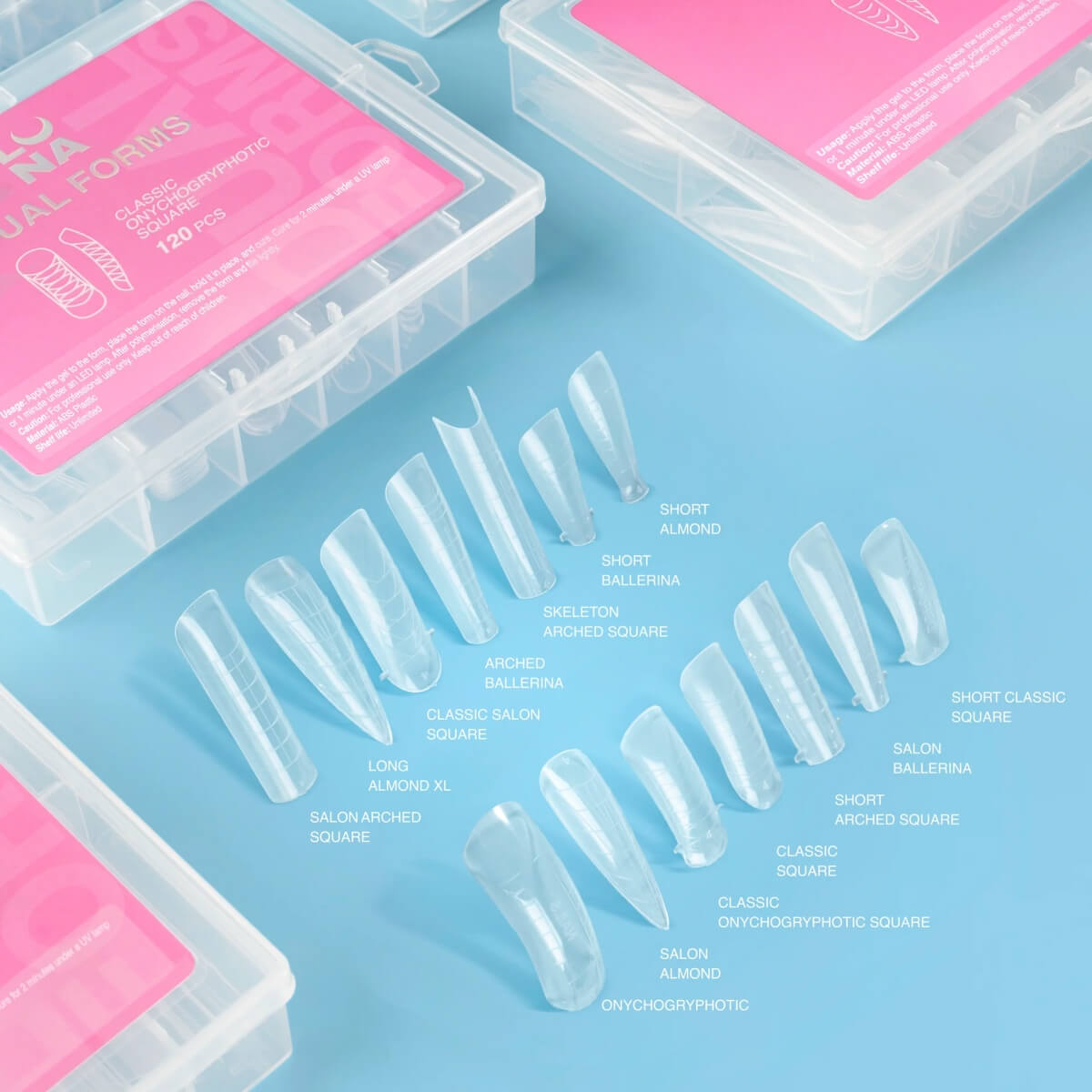 Luna square nail forms professional salon 120 pcs