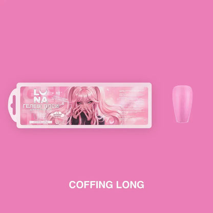 LUNAmoon Gel Tips Coffin Long, 240pcs, full box with size range