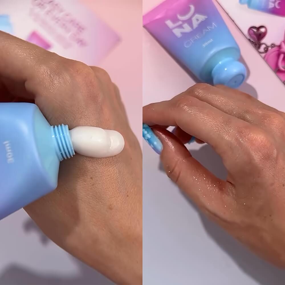 Close-up of shimmer finish from LUNAmoon hand cream